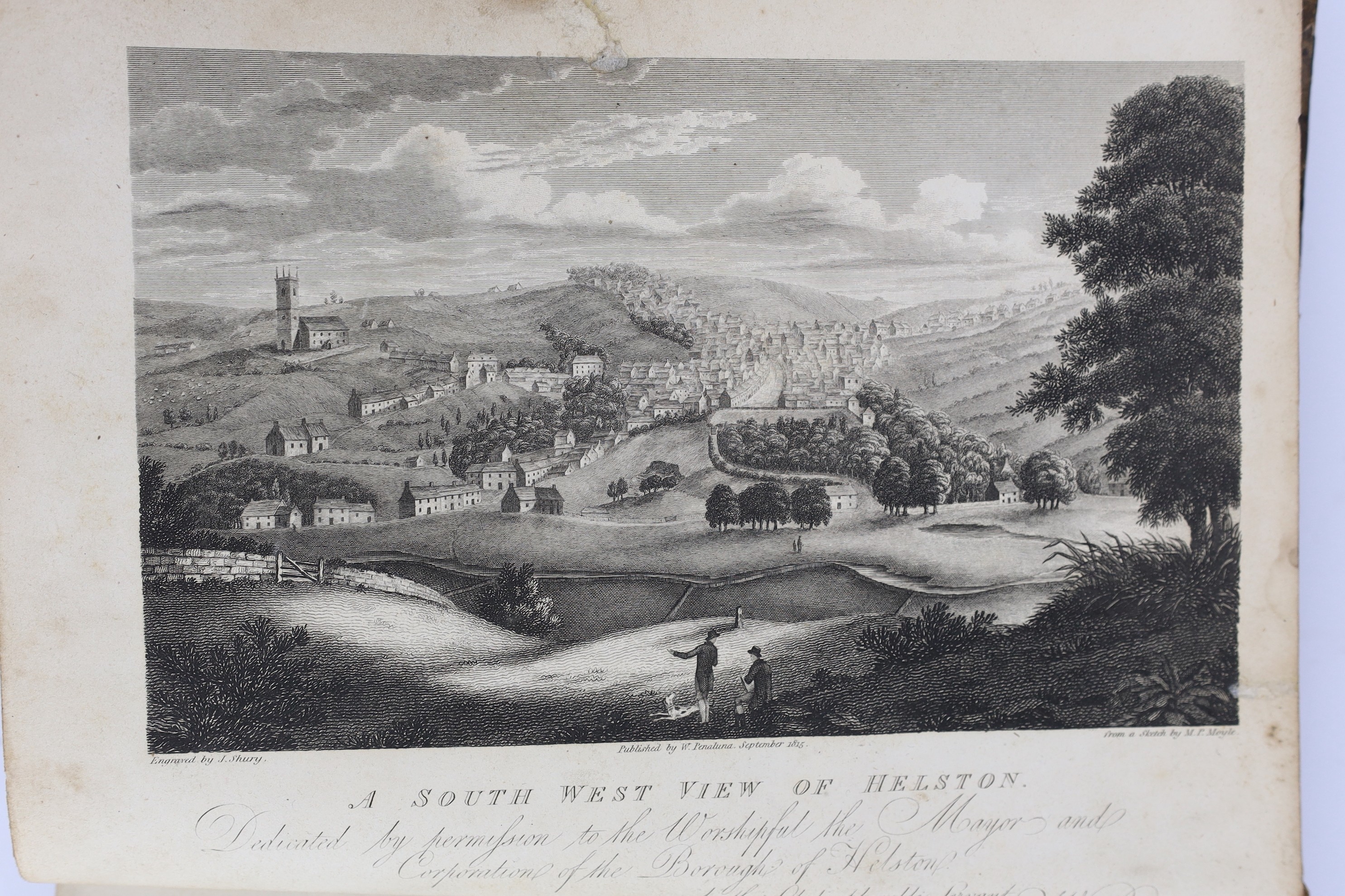 CORNWALL: Hitchins, Fortescue - The History of Cornwall ... Edited by Mr Samuel Drew, of St. Austell. 2 vols. 11 plates; contemp. gilt-ruled and blind-decorated calf and marbled boards, 4to. Helston, 1817-24 (2)